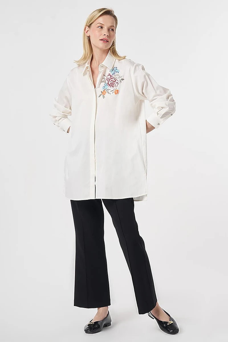 100% Cotton Sequin Embellished Tunic Ecru