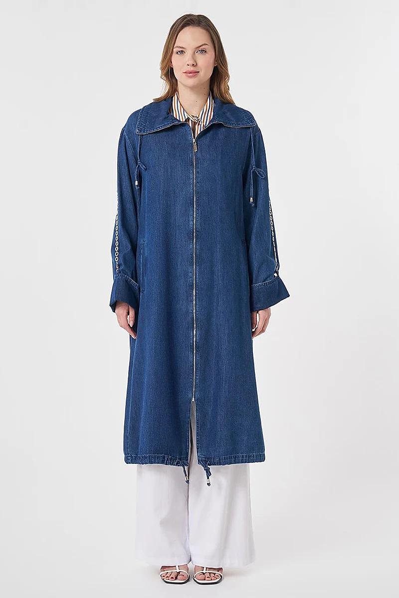 Chain Detail Denim Outerwear Indigo