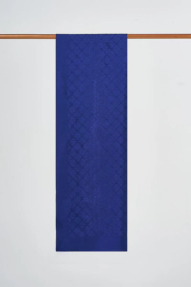 Patterned Cotton Shawl Navy