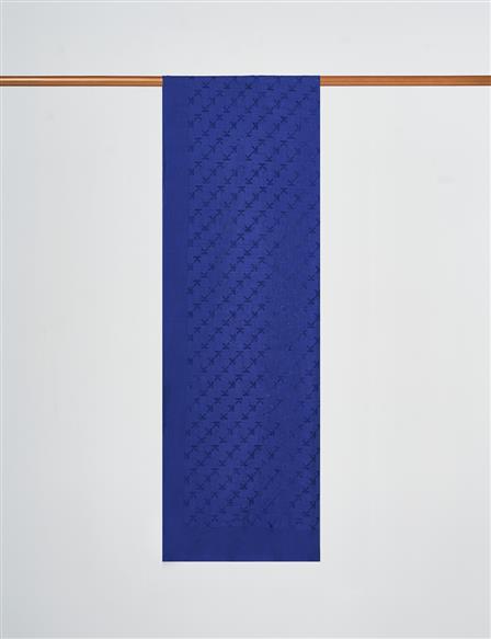 Logo Detailed Cotton Shawl Navy