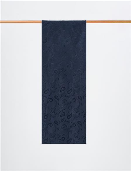 Leaf Pattern Lyocell Shawl Navy