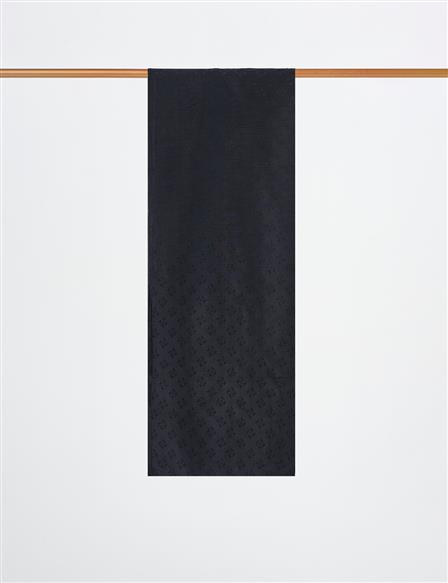 Logo Detailed Lyocell Shawl Black
