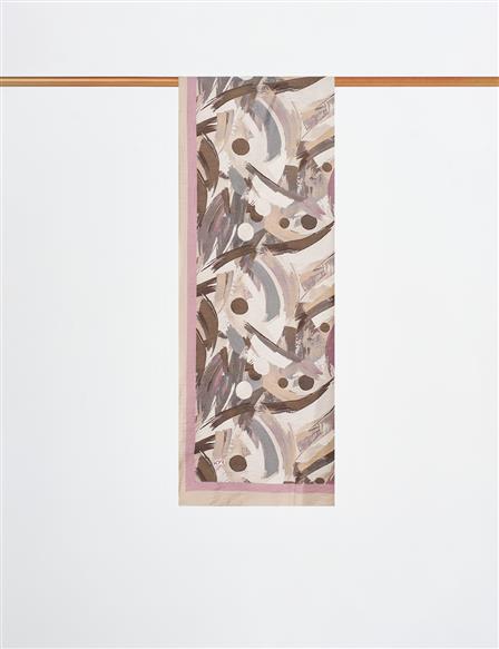Abstract Brush Pattern Scarf Cocoa Powder