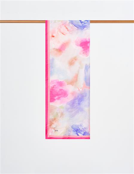 Watercolor Pattern Viscose Scarf Pink