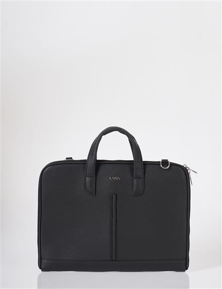Faux Leather Laptop Bag Black