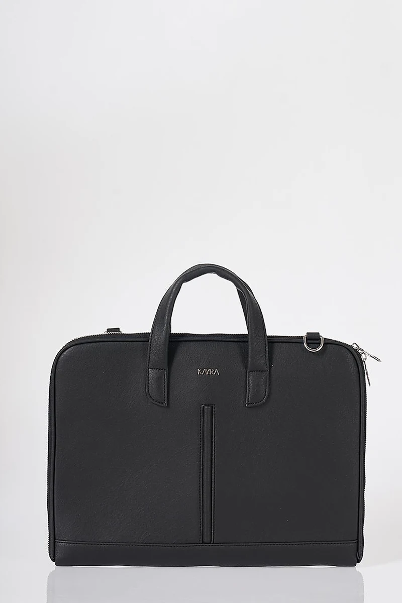 Faux Leather Laptop Bag Black