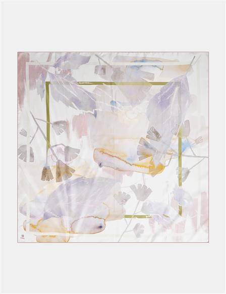 Leaf Pattern Silk Scarf Lilac