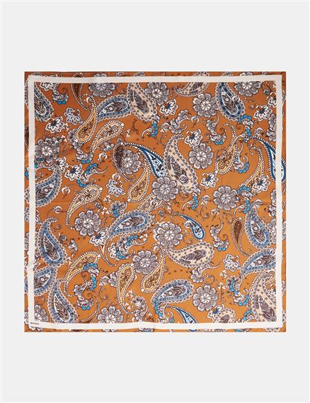 Ethnic Pattern Silk Scarf Terracotta