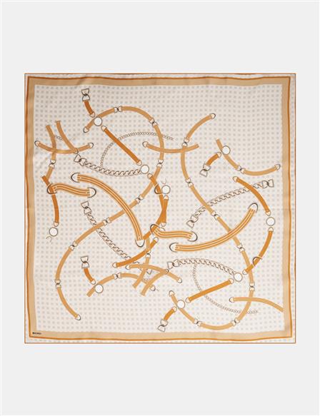 Chain Pattern Silk Scarf Terracotta