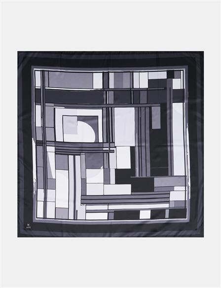 Geometric Patterned Scarf Black-Anthracite
