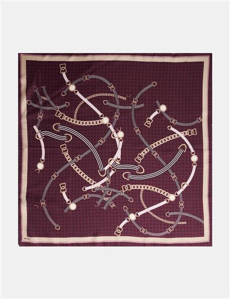 Chain Pattern Silk Scarf Cherry