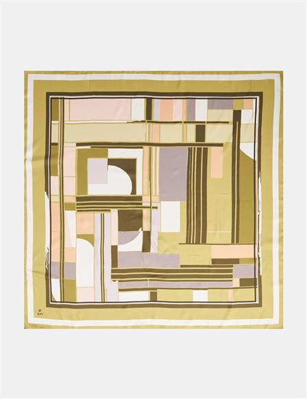 Geometric Patterned Scarf Olive