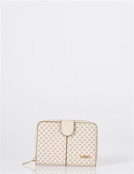 Monogram Patterned Wallet Cream