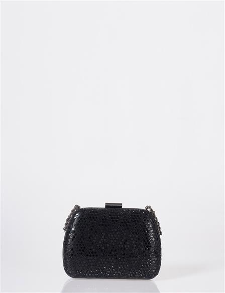 Shimmer Clutch Bag Black