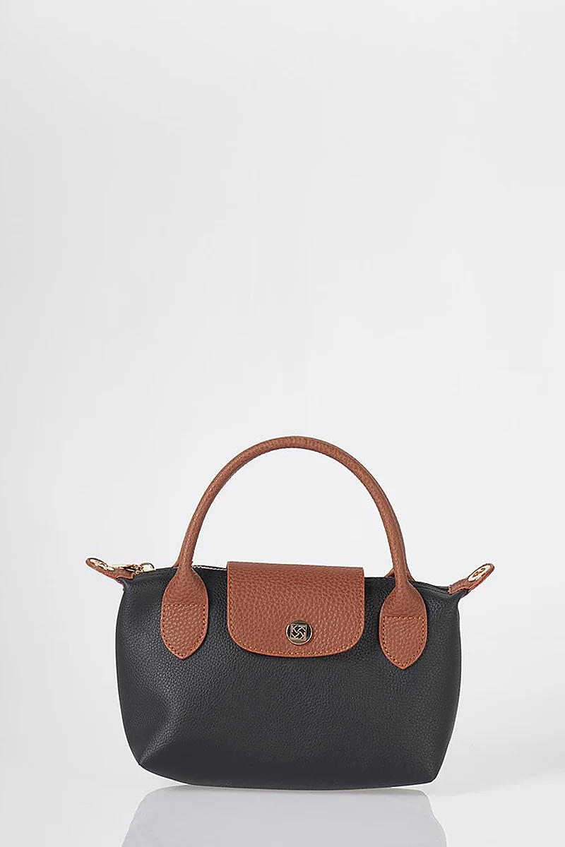 Flap-Detail Shopper Bag Black