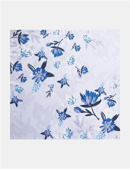 Floral Pattern Scarf Blue