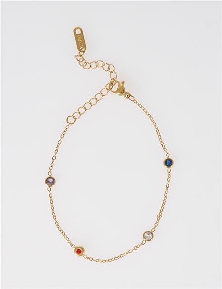Renkli Taşlı Bileklik Gold