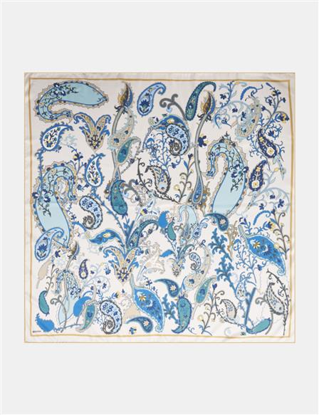 Ethnic Teardrop Pattern Scarf Blue