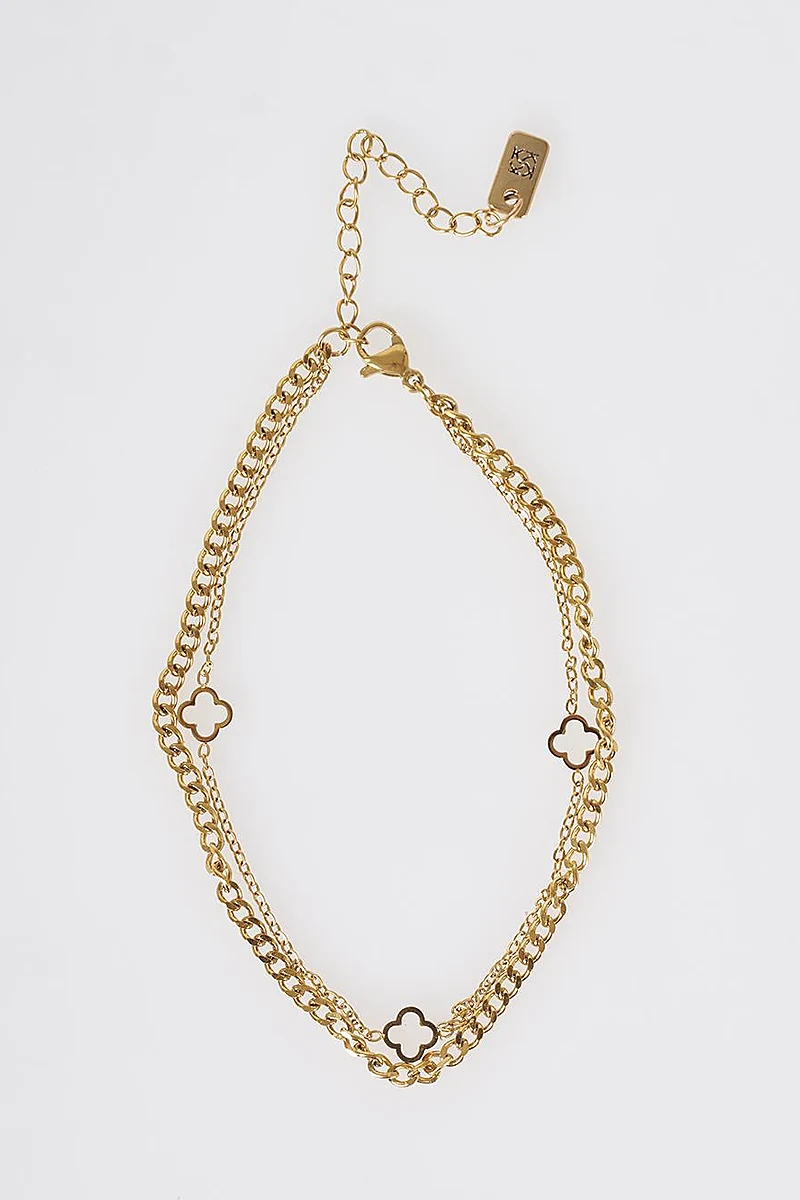 Mini Clover Anklet Gold