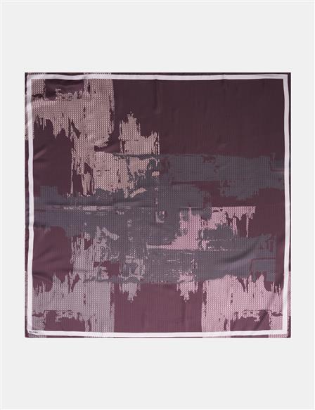 Brushstroke Pattern Twill Scarf Burgundy