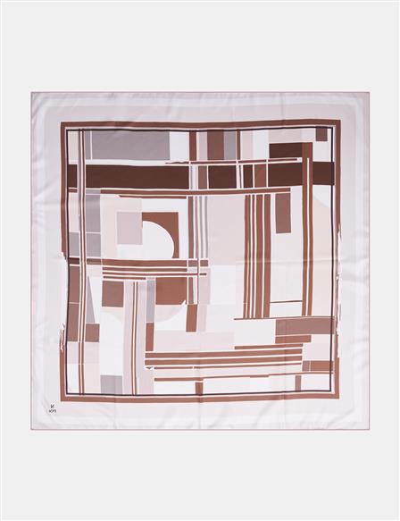 Geometric Patterned Scarf Light Brown