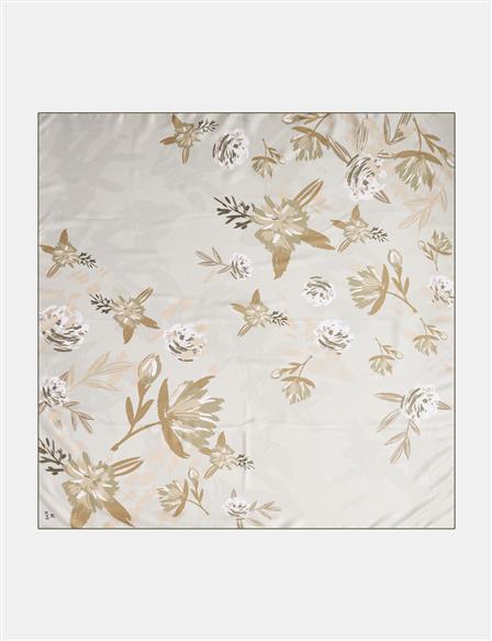 Floral Pattern Scarf Olive Green