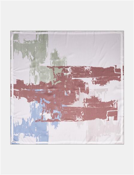 Brushstroke Pattern Twill Scarf Terracotta-Stone