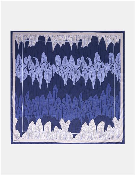 Leaf Pattern Scarf Navy