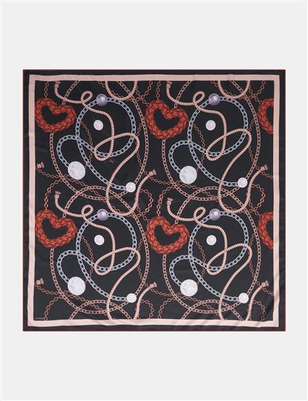 Heart Detail Scarf Black