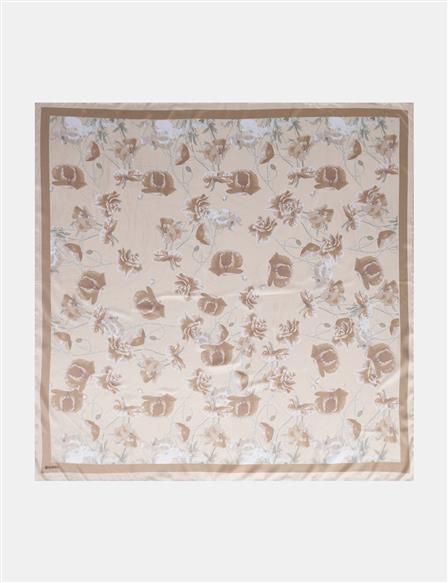 Mini Floral Pattern Scarf Beige