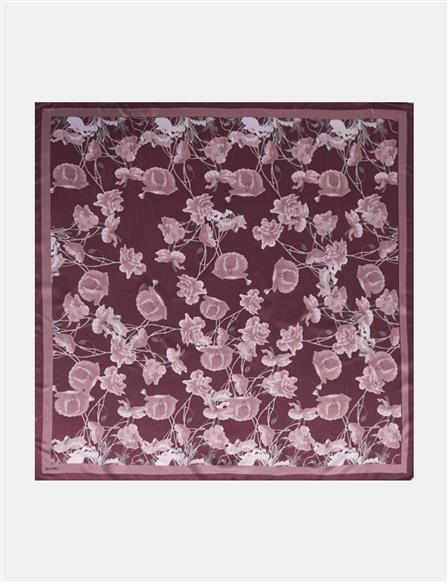 Mini Floral Pattern Scarf Burgundy