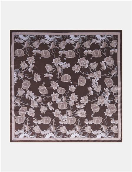 Mini Floral Pattern Scarf Khaki