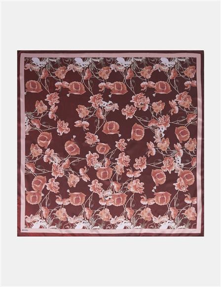 Mini Floral Pattern Scarf Brown