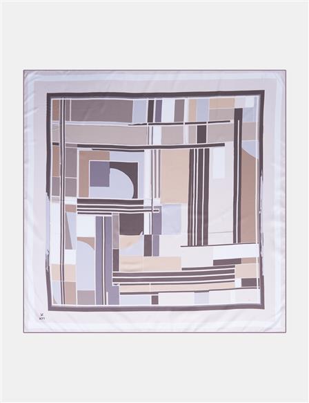 Geometric Patterned Scarf Light Beige