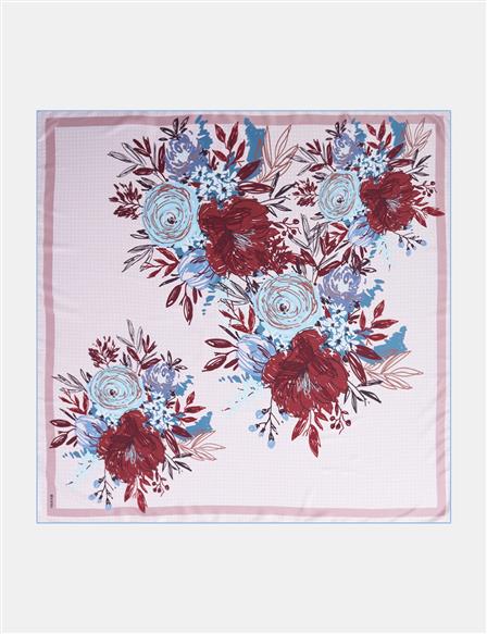 Pencil Sketch Floral Pattern Scarf Powder Pink