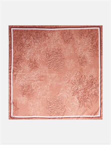 Contour Floral Pattern Scarf Terracotta