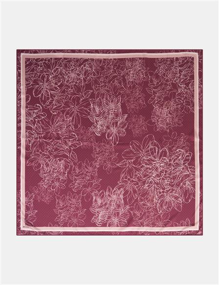 Contour Floral Pattern Scarf Cherry