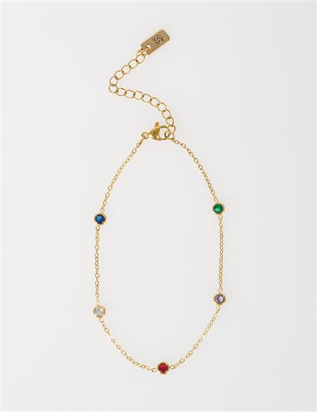 Mini Stone Anklet Gold