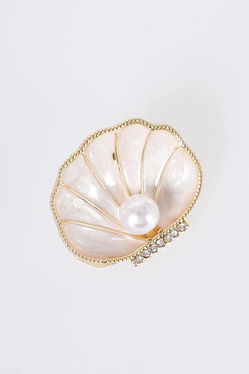 Pearl Shell Figure Brooch Gold
