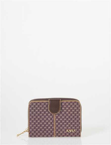 Monogram Patterned Wallet Dark Brown