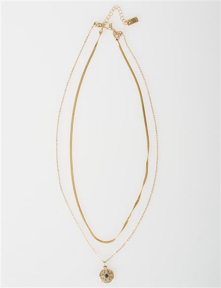 Double-Layer Look Necklace Gold
