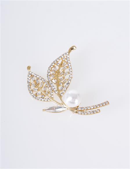 Double Leaf Brooch Gold