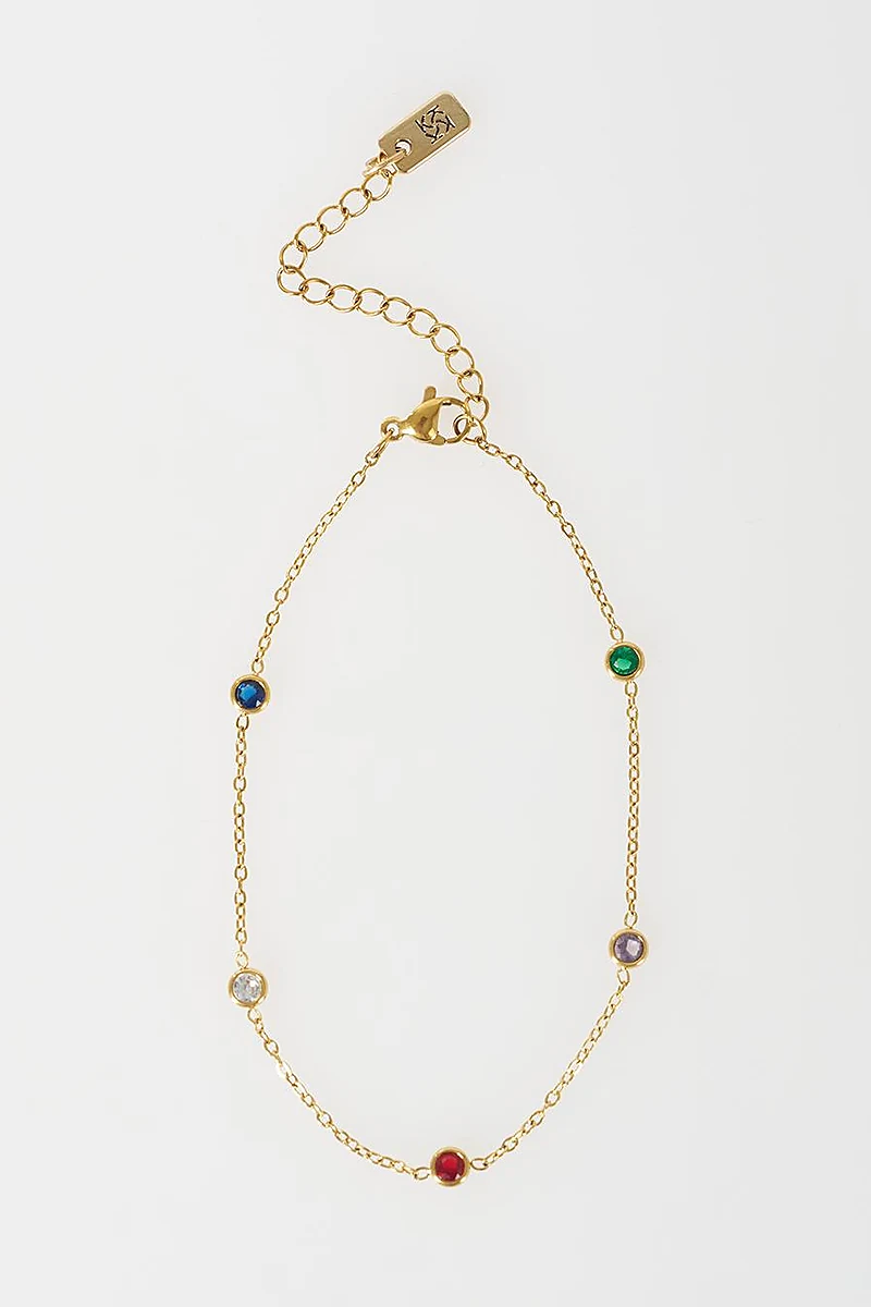 Mini Stone Anklet Gold