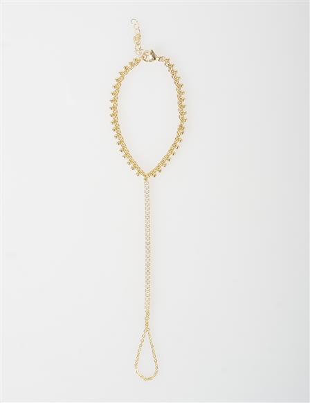 Stone-Detail Hand Chain Gold