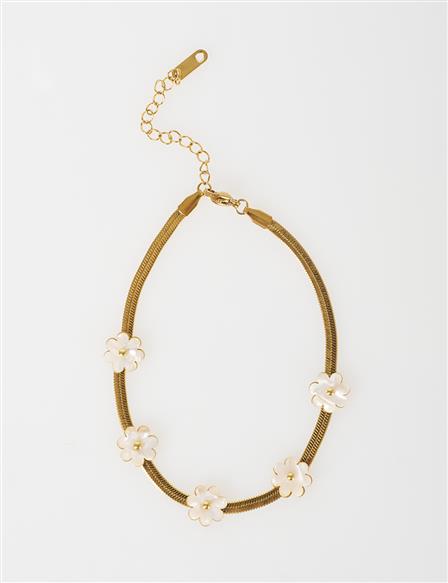 Flower Detail Anklet Gold