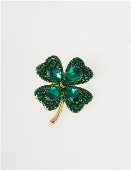 Four-Leaf Clover Brooch Gold