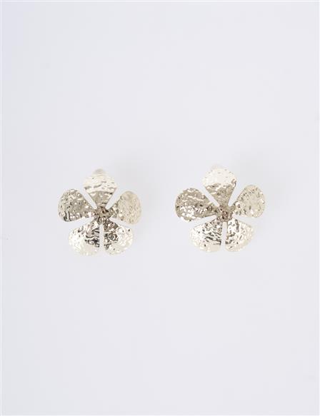 Textured Flower Earrings Gold