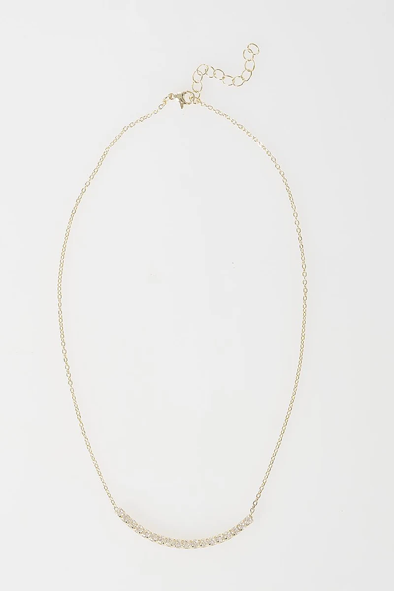 Shiny Stone Necklace Gold