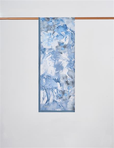 Watercolor Pattern Lyocell Shawl Blue