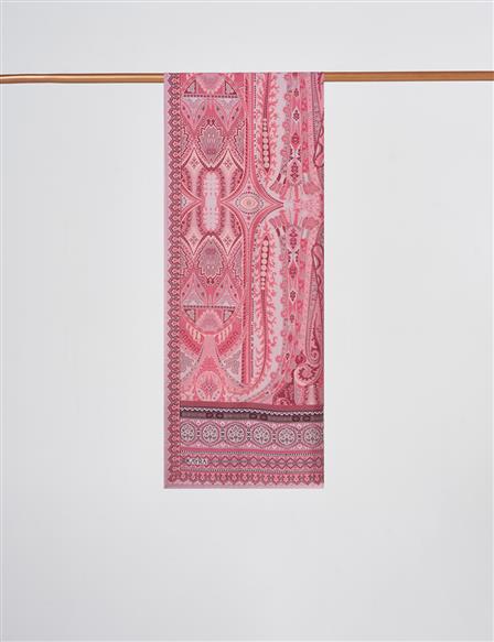 Ethnic Pattern Lyocell Shawl Pink